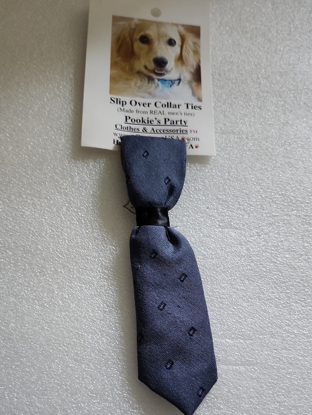 Hand Crafted Navy Blue Slip-On Dog Collar Tie
